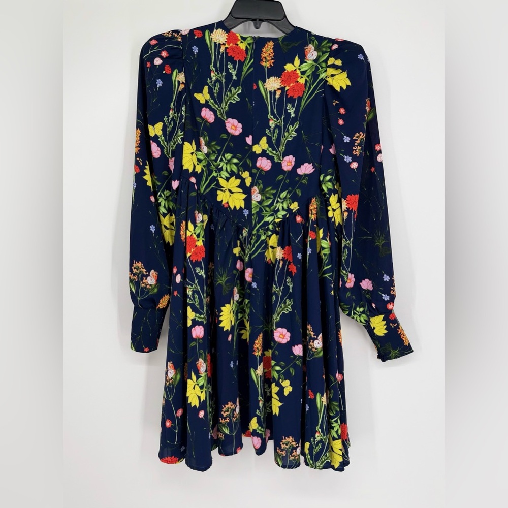 Pomander Place Spencer Puff Sleeve Dress in Navy Wildflower Size medium - Picture 3 of 6